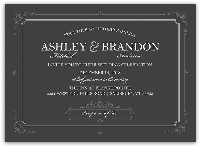 Industrial Border Scrolls Gray Wedding Invitation - Sweet Sixteen (900x900), Png Download
