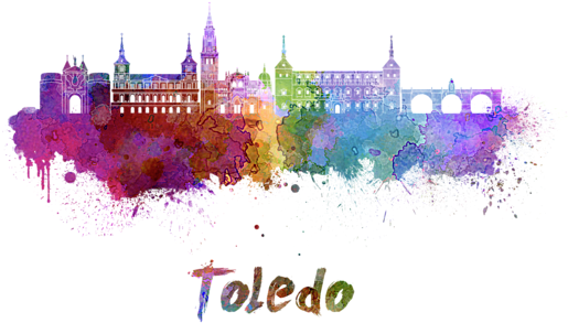 Bleed Area May Not Be Visible - Toledo Skyline In Watercolor (600x393), Png Download
