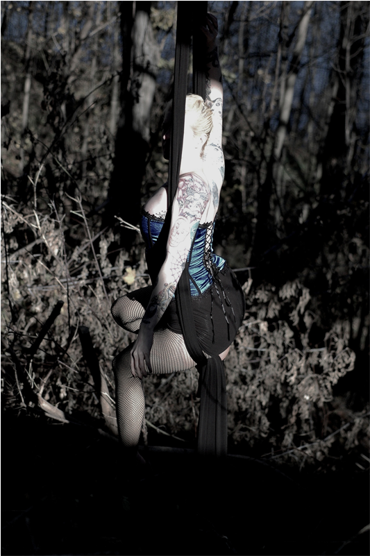 Photograph Of A Girl Seated In Aerial Silks Tissu Against - Silk (800x800), Png Download