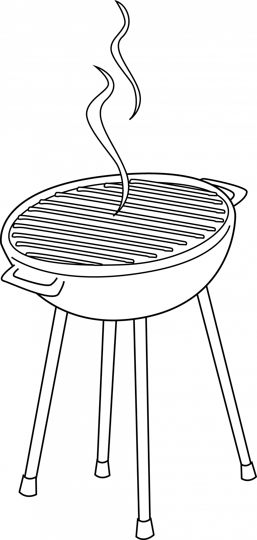 Barbeque Grill Clip Art Free - Grill Clip Art Black And White (817x1717), Png Download
