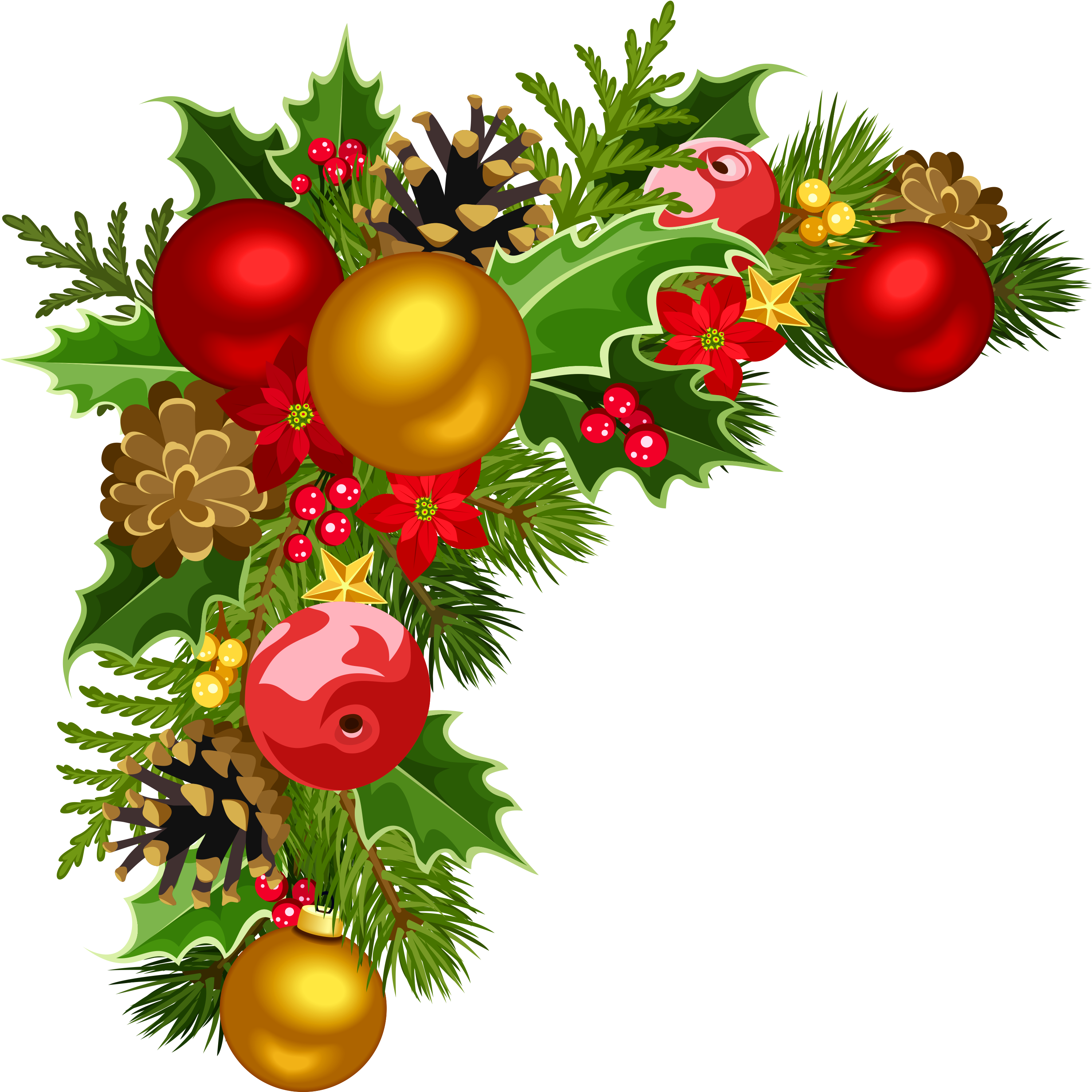 Christmas Deco Corner With Christmas Tree Decorations - Christmas Corners Png (3075x3089), Png Download
