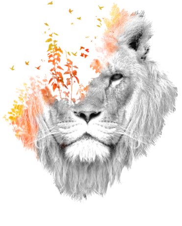 Animal Lion Grass Design Ideas - Double Exposure Rose Tattoos (372x470), Png Download