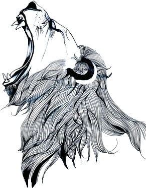 Clip Black And White Library Gargoyles Drawing Lion - Simple Lion Roaring Drawing (400x600), Png Download