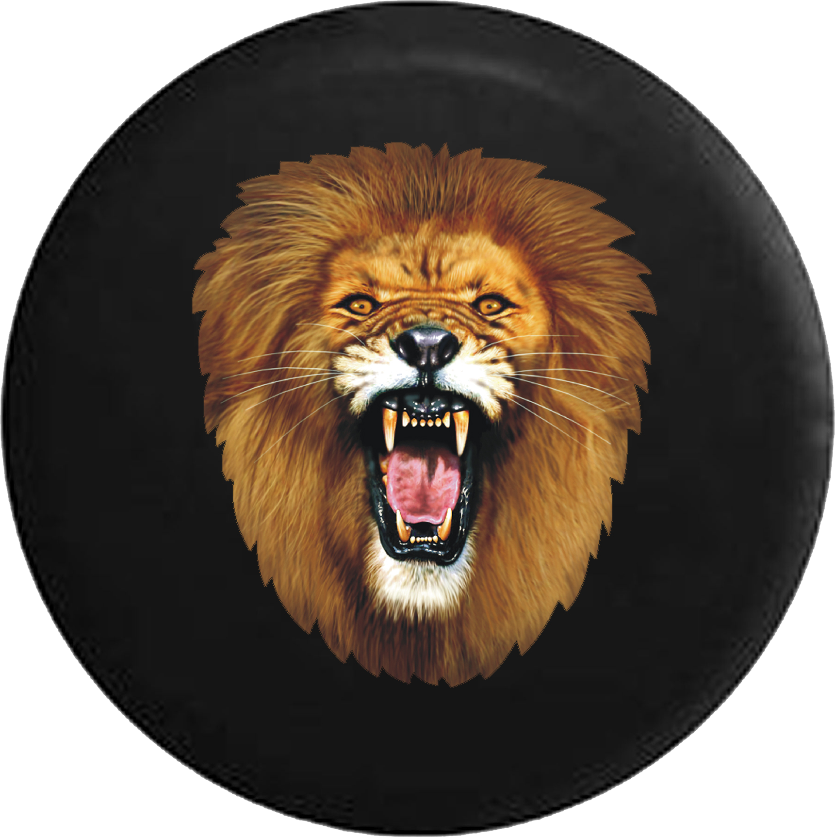 Golden African Lion Roaring Rv Camper Spare Tire Cover-35 - Roar Lion Head Png (1721x1725), Png Download