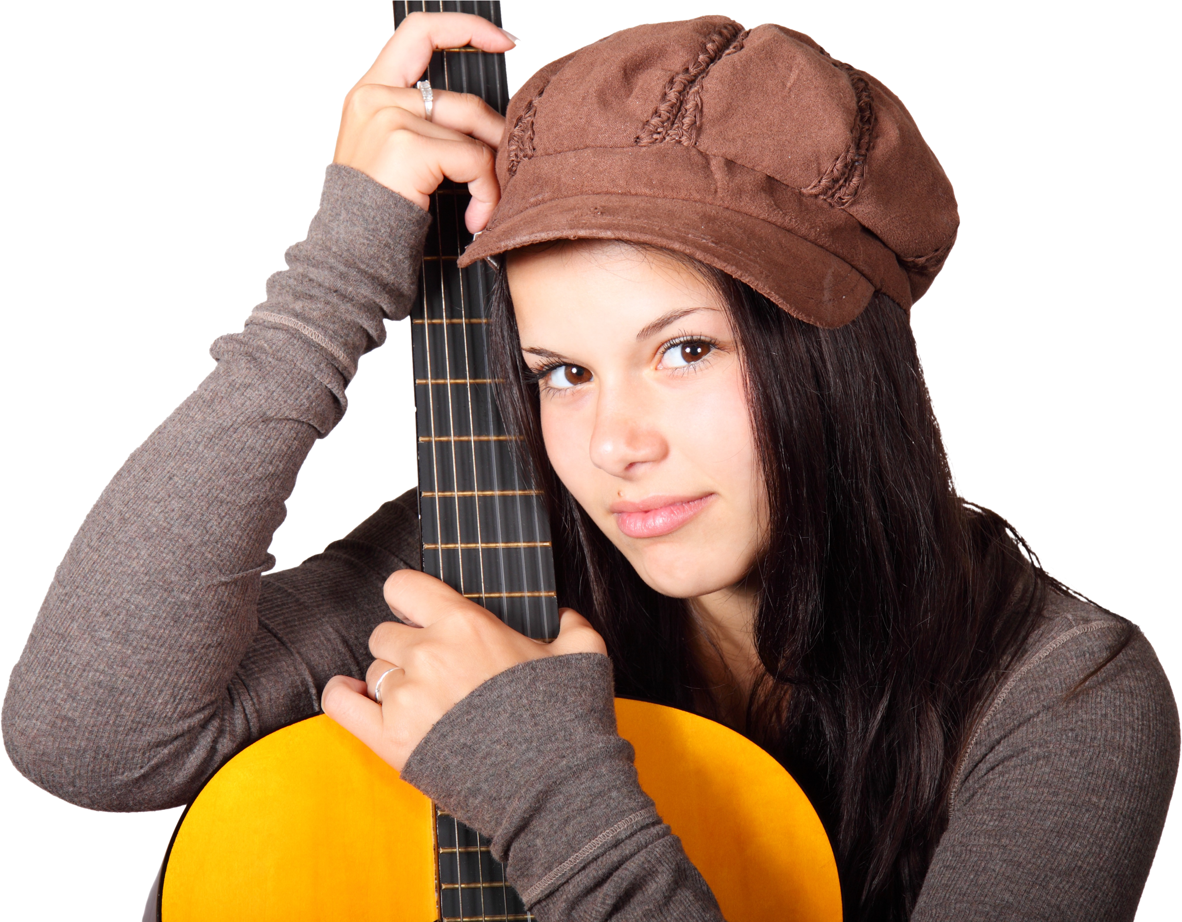 Girl Acoustic Guitar Player (2500x1897), Png Download
