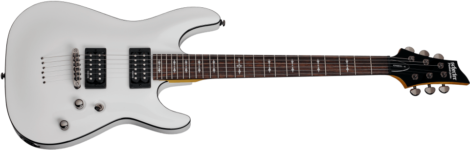 Best Electric Guitar Under $300 - Schecter Omen-6 Gloss White Guitar (960x419), Png Download