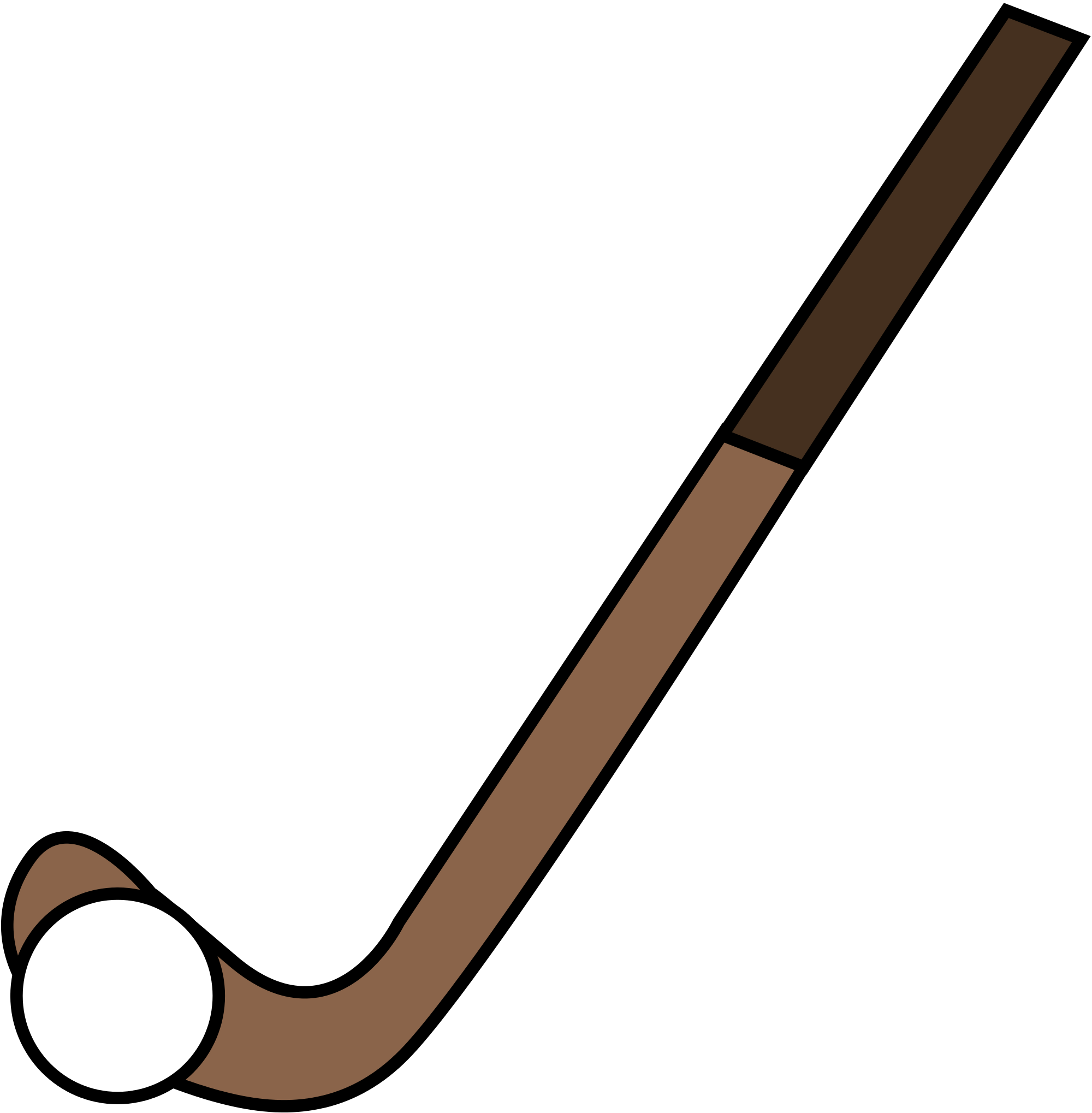 Clipart Ball Hockey Stick - Draw A Hockey Stick And Ball (2000x2038), Png Download