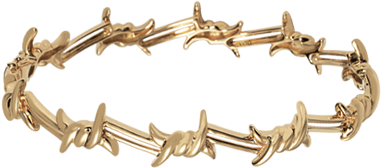 Barbed Wire Gold Bangle For Women - Gold (600x600), Png Download