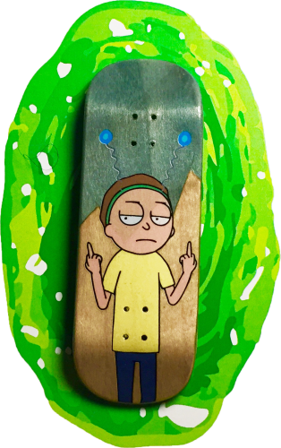 Alp Fingerboard - Morty Azul - Rick And Morty Fingerboard (314x500), Png Download