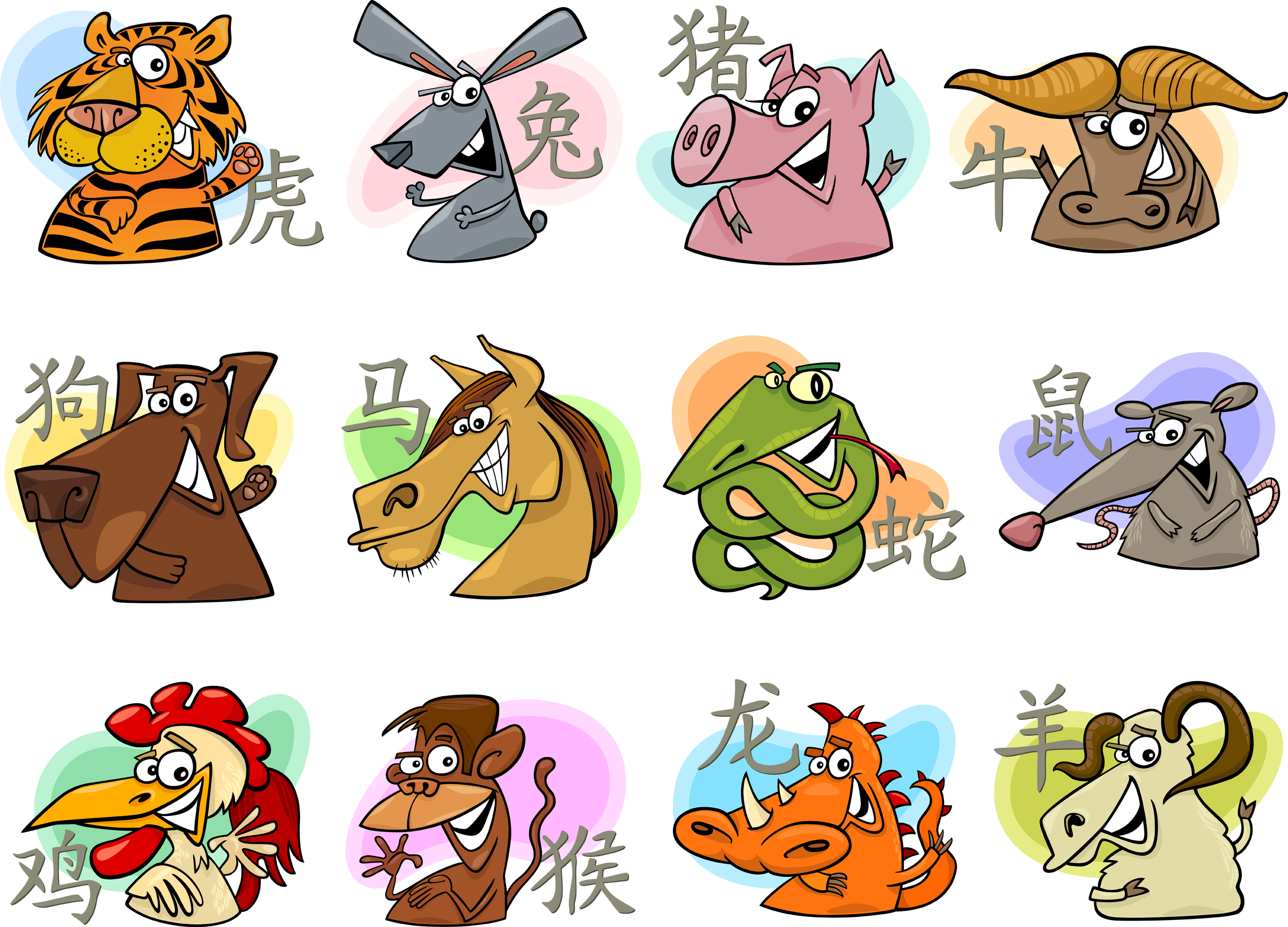 The Signs Of The Zodiac - Chinese Zodiac Animals Png (2400x1727), Png Download