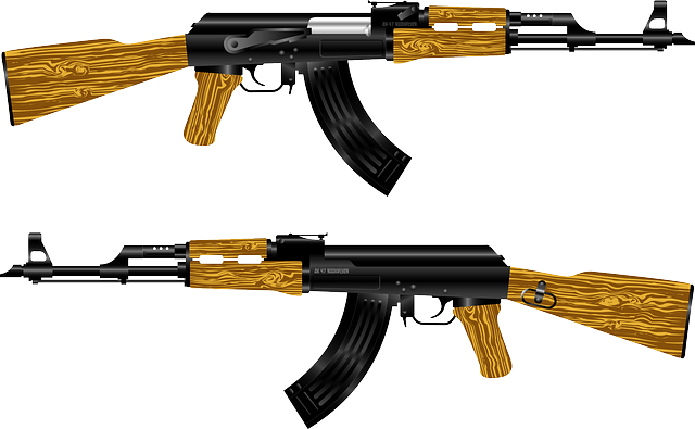 Outline, Drawing, Fire, Cartoon, Blueprint, Gun - Ak47 Tattoo (640x395), Png Download
