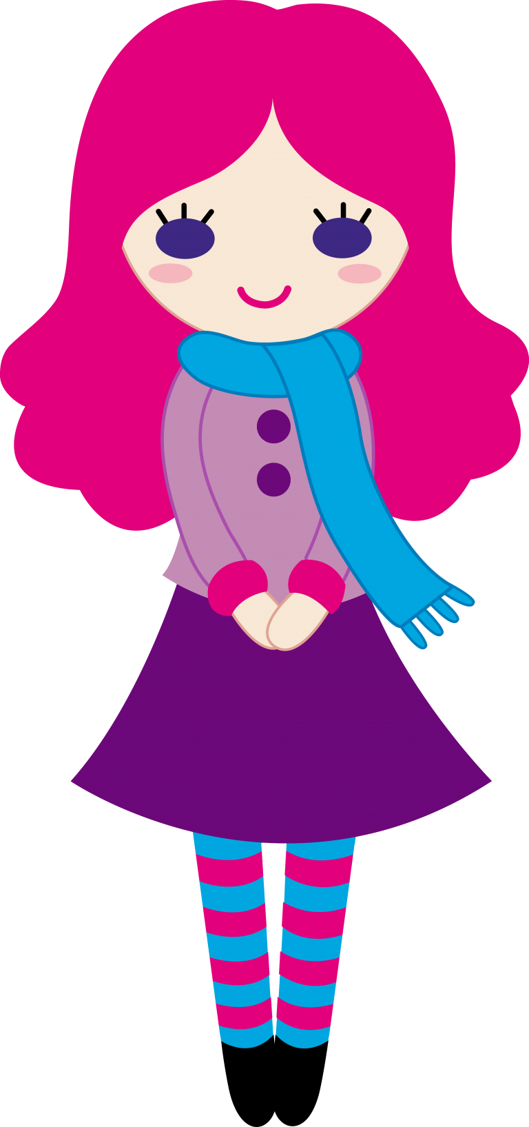 Summer Scarf Cliparts - Clip Art Of Girl (258x550), Png Download