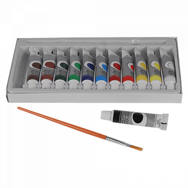 Basic Kid Arts Acrylic Color With 1 Free Brush, 12 - Color (375x375), Png Download