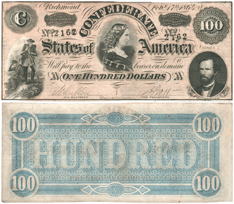 17 1864 $100 Confederate States Of America Pf - Confederate States Of America 50 Dollars (480x480), Png Download