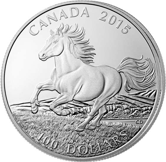 2015 $100 Canadian Horse Fine Silver Coin (570x570), Png Download