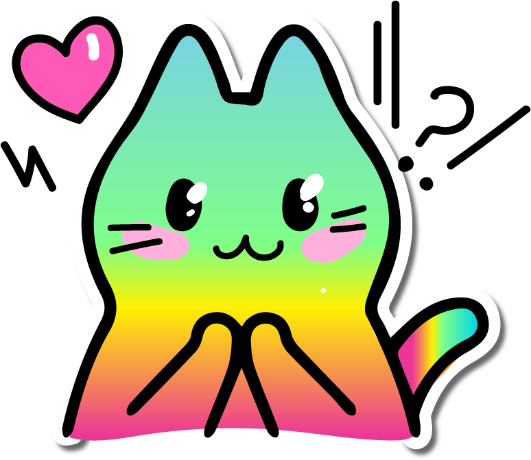 Colorful Cute Cat Meow Love Emjoi Wow Sticker (1007x1000), Png Download