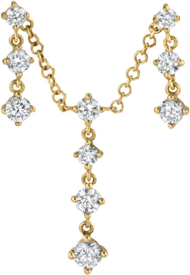 Diamond Connected Droplet Earring (750x750), Png Download