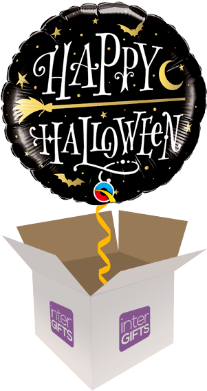 Happy Halloween Golden Broomstick (568x568), Png Download
