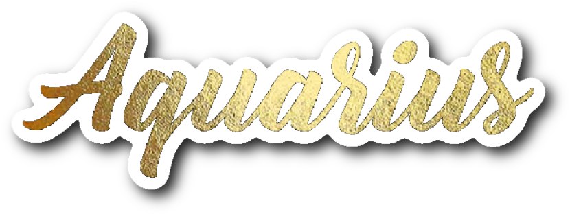 Aquarius Gold Lettering Vinyl Sticker (1024x1024), Png Download