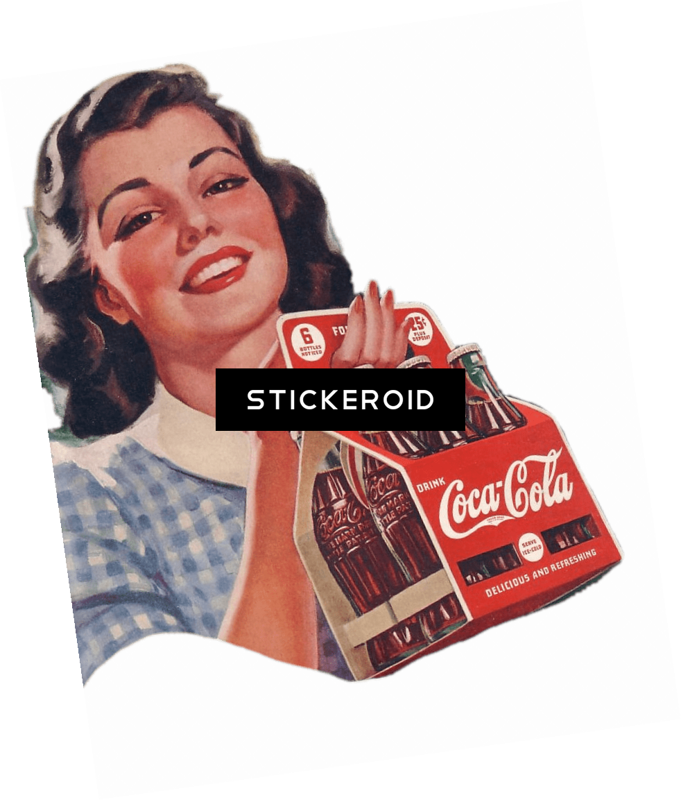 Vintage Coca Cola Advertising Feat Woman (982x1153), Png Download