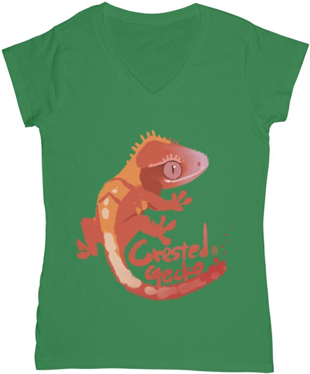 Is002 Crested Gecko ﻿women's V Neck T Shirt (900x900), Png Download