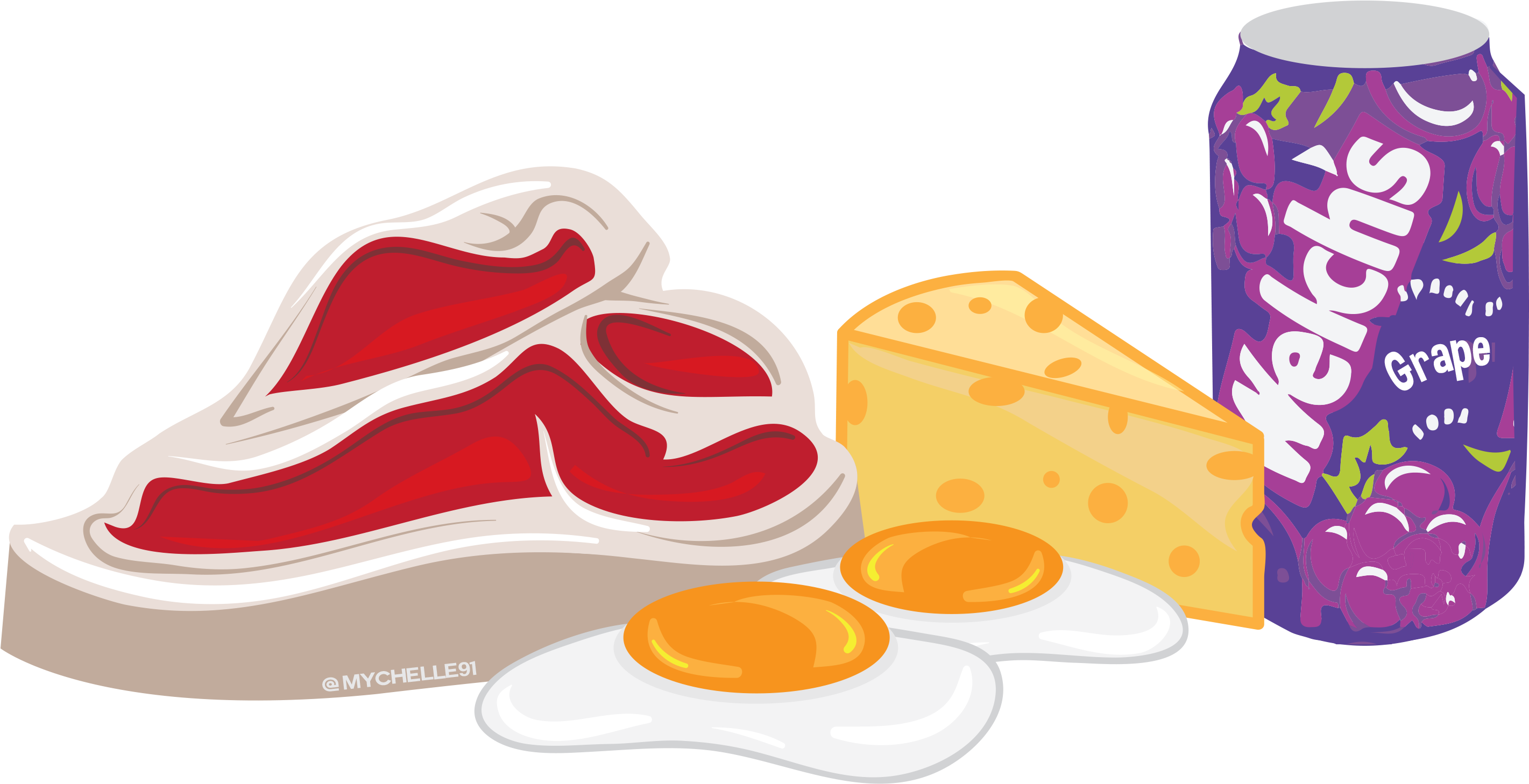 Download Image Of Tbone Steak, Cheese, Eggs, Welchs Grape Sticker