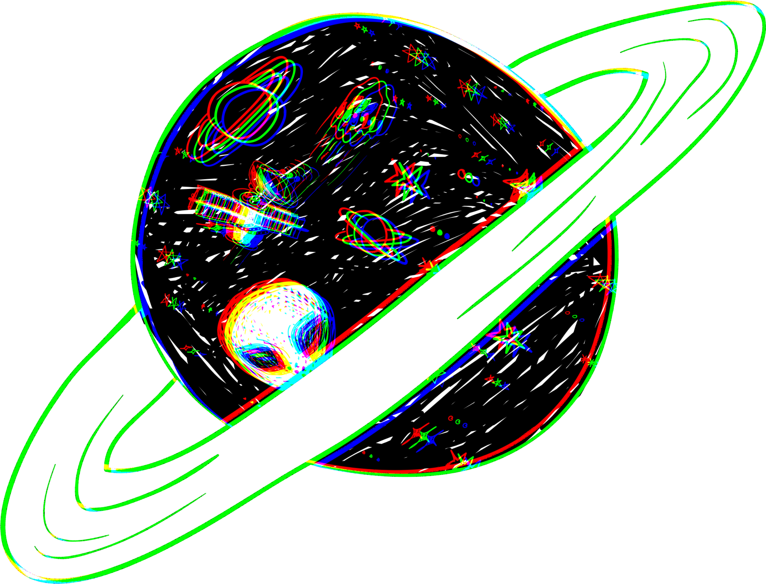 Planets Glitch Aliens Aesthetic Tumblr Freetoedit Png (2896x2896), Png Download