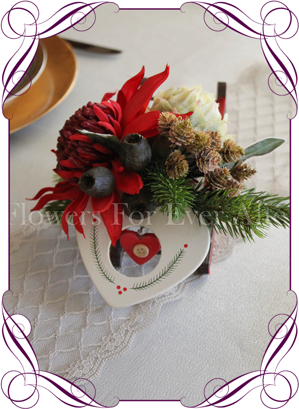 Silk Artificial Australian Native Christmas Sleigh (608x822), Png Download