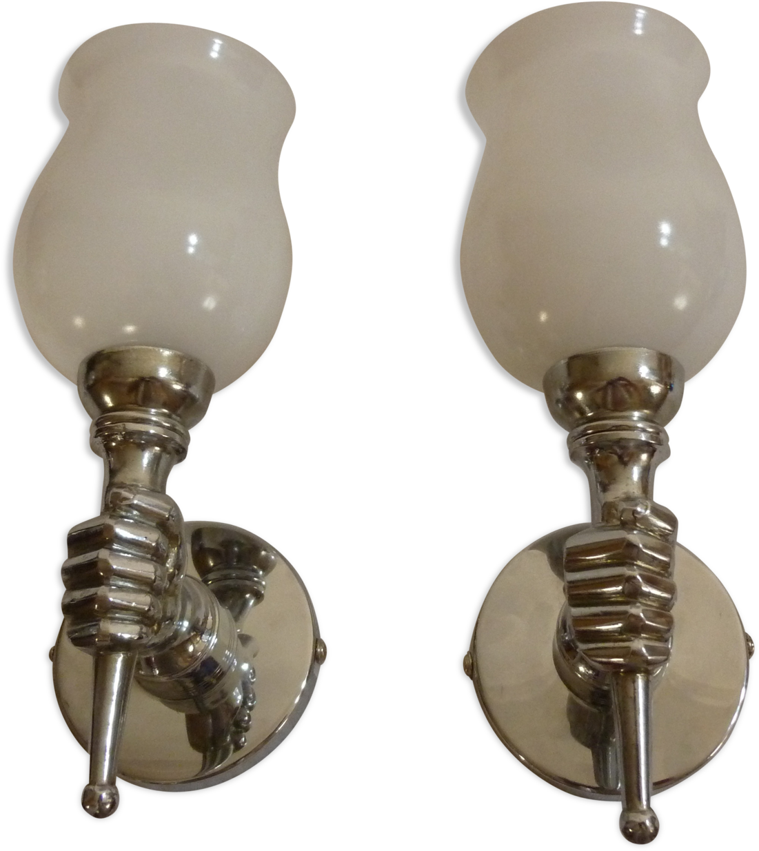 Pair Of Wall Lamps Hand Torch (1457x1457), Png Download