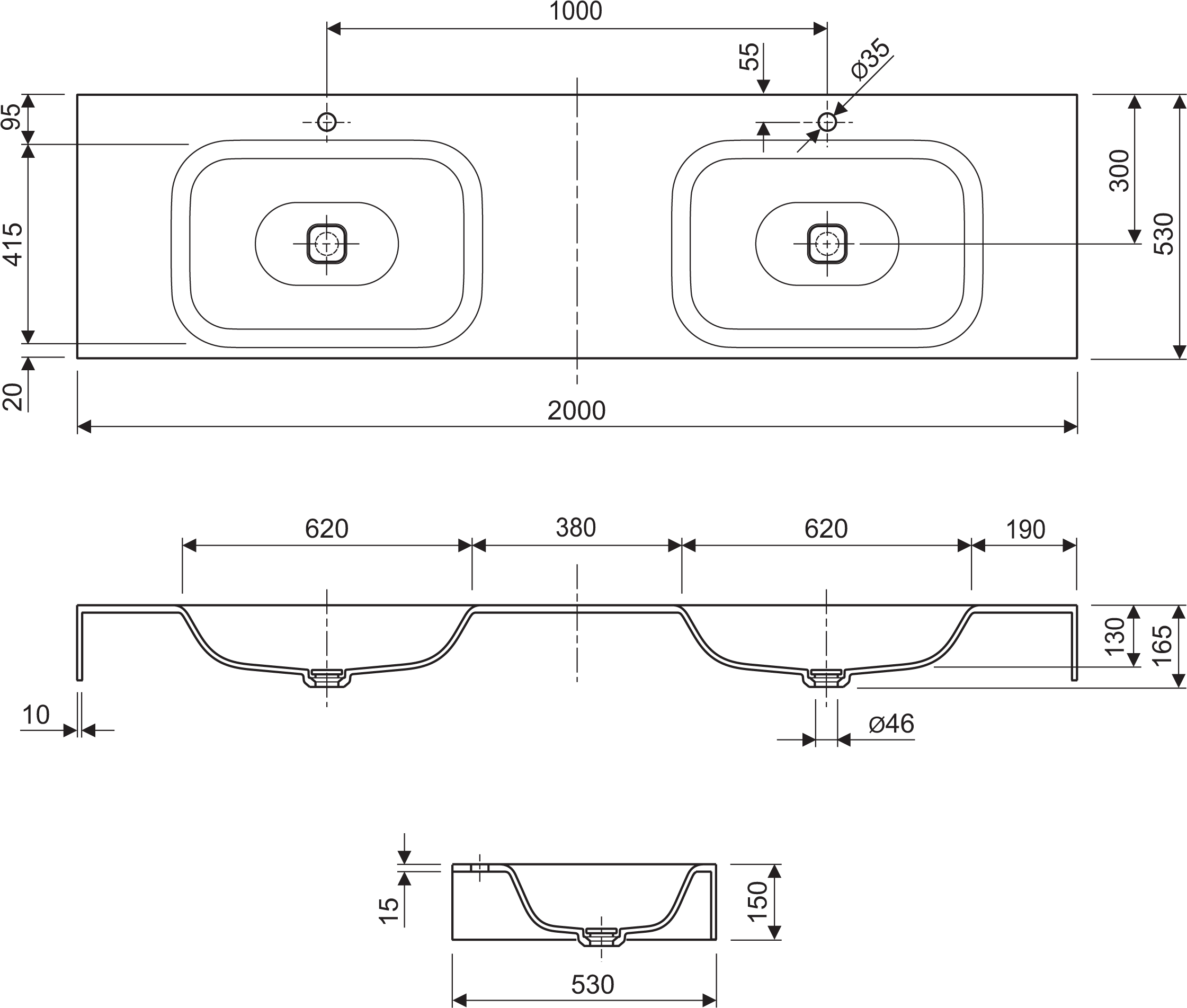 Mounted Washbasin Titan (2275x1937), Png Download