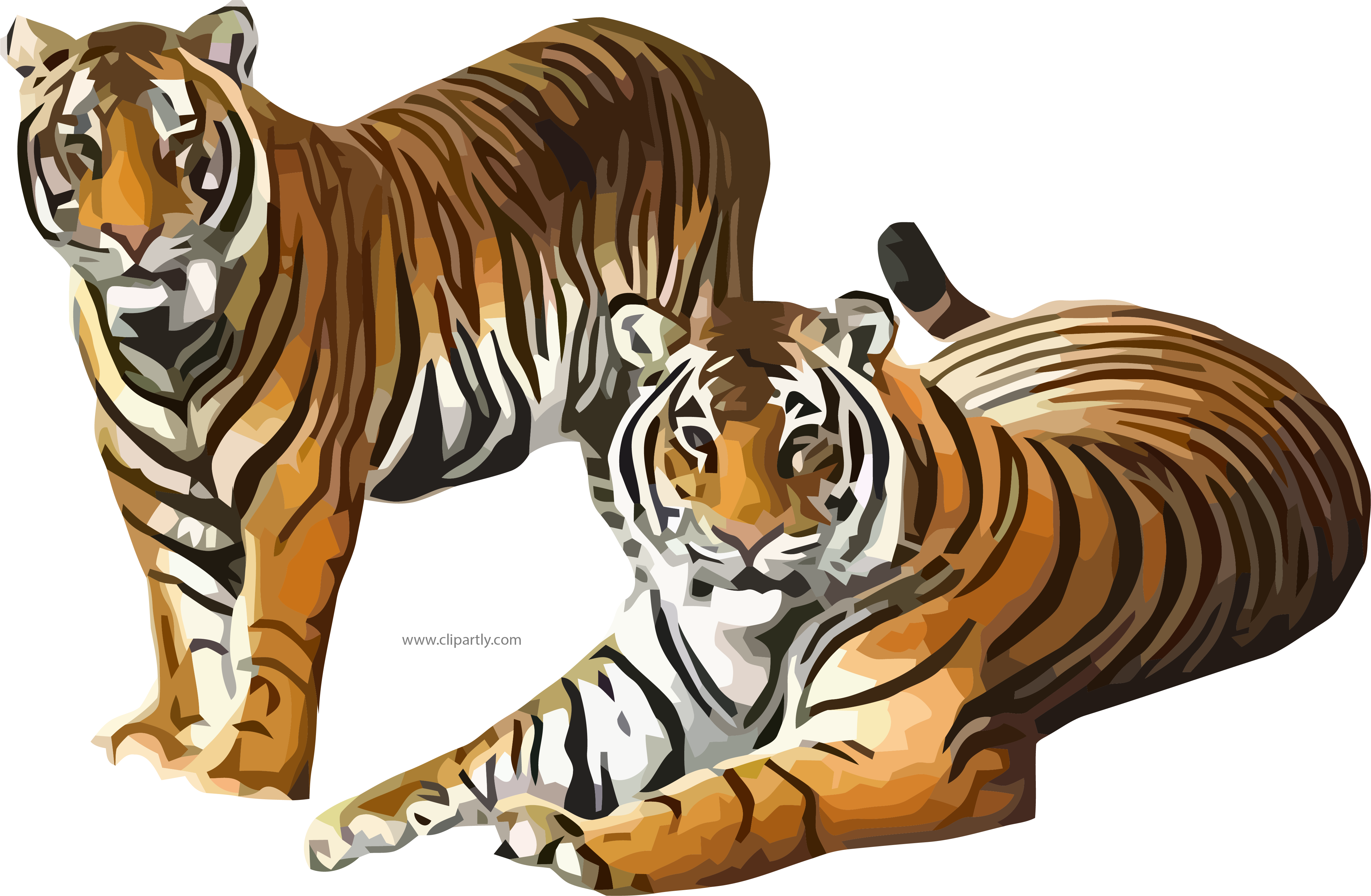 Two Tiger Waiting Clipart Png Image Download (4434x2899), Png Download