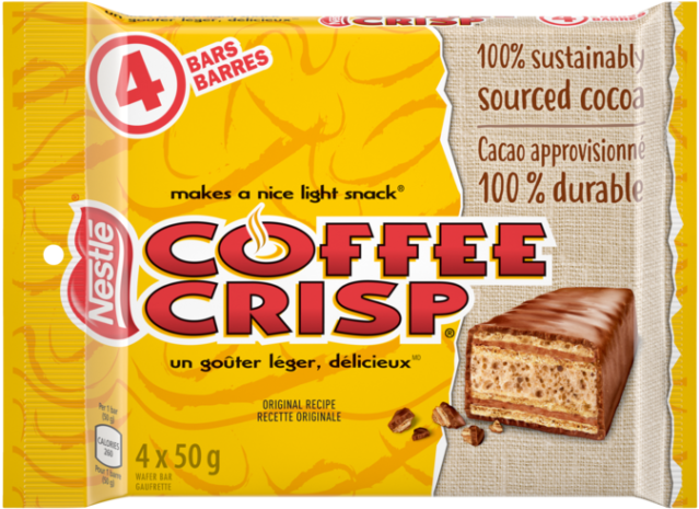 Coffee Crisp Nestle Chocolate Cocoa Candy Bar 4x50g (640x640), Png Download