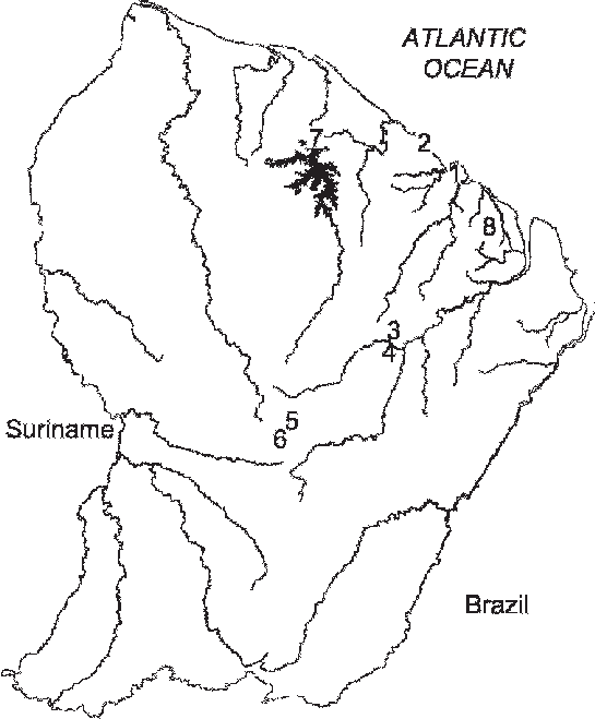 Location Of Collection Sites In French Guiana (545x659), Png Download
