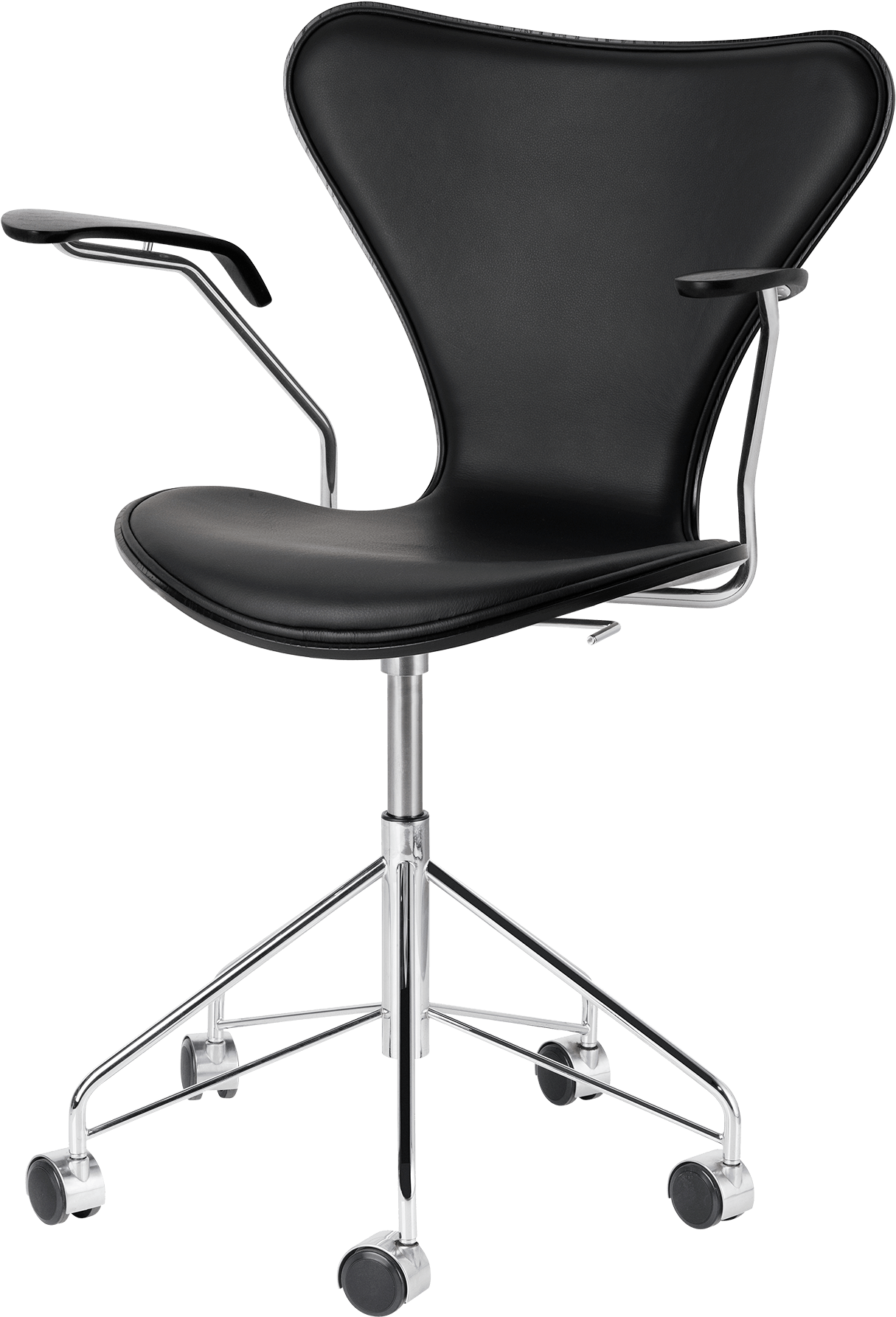 3217 Front Upholstered Coloured Ash Black Leather (1600x1840), Png Download