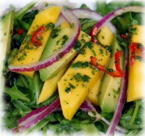 Ensalada De Rúcula, Mango, Aguacate (600x566), Png Download