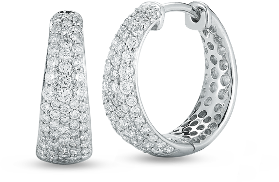 Roberto Coin Scalare 18k White Gold Small Tapered (1600x1600), Png Download