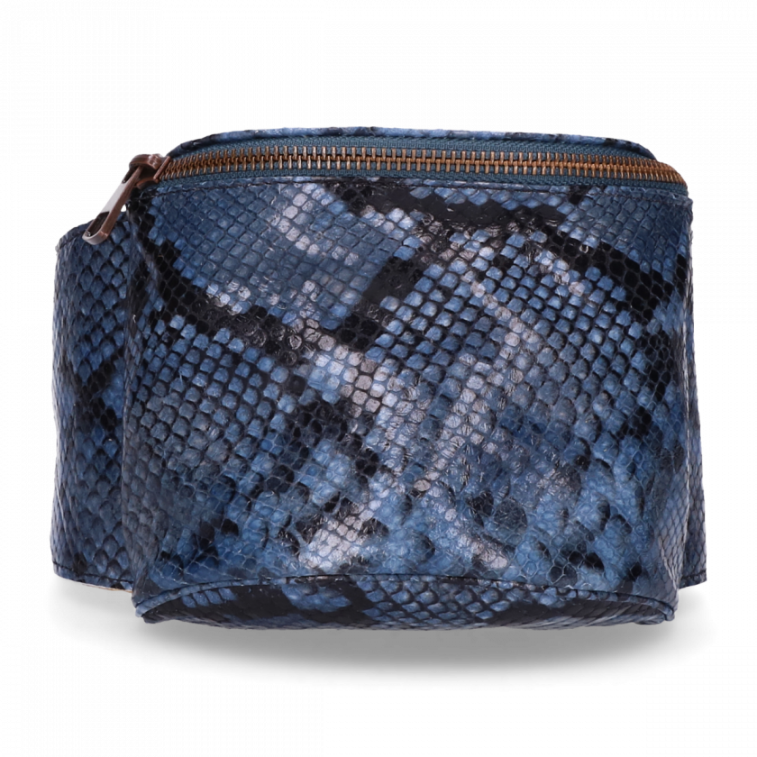 Hip Bag Snake Printed Leather Dark Blue (840x840), Png Download