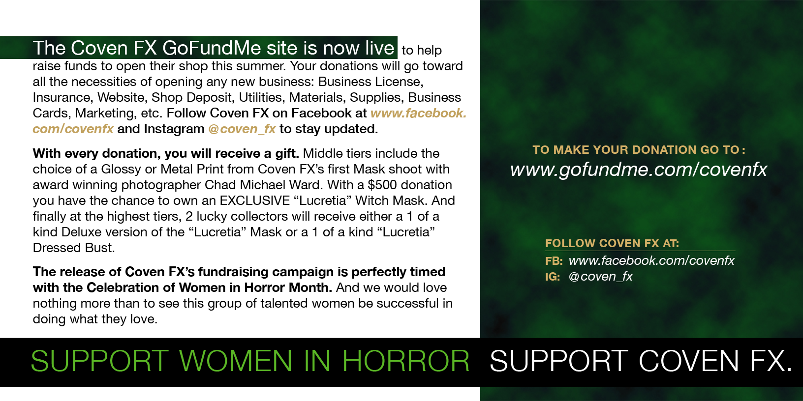 Gofundme Page For Coven Fx And Grab A Great Perk (1632x816), Png Download