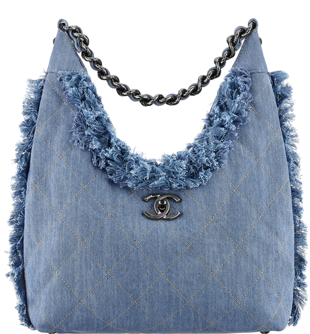 Denim Hobo Bag Embellished With (846x1080), Png Download