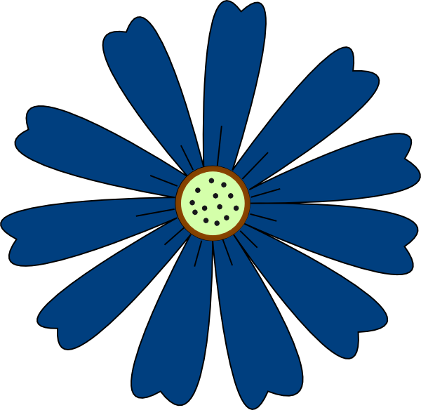 Blue Flower Clipart Top Border (600x584), Png Download