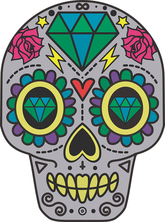 Dia De Los Muertos Skull Png (534x720), Png Download