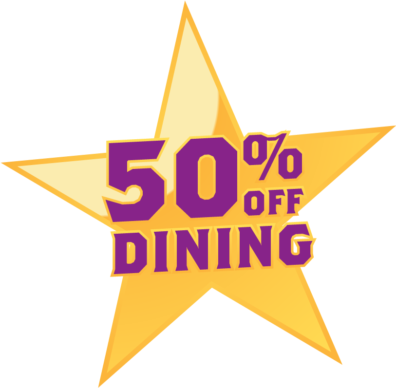 50% Off Dining When Paid In Full With Reward Points (834x834), Png Download