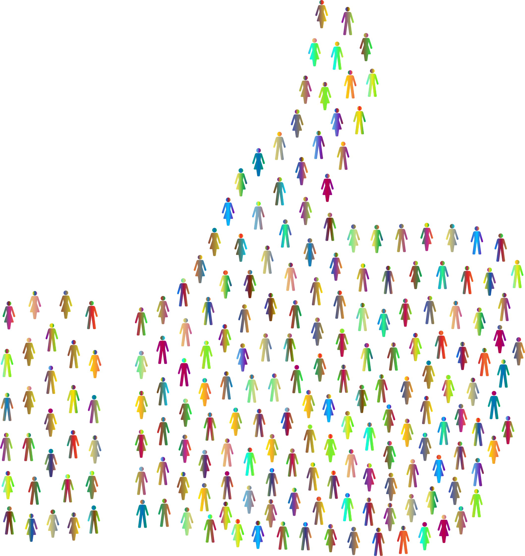 Clipart Prismatic People Thumbs Up (2118x2243), Png Download