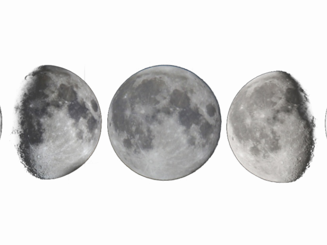 Drawn Lunar Phase Moon (640x480), Png Download