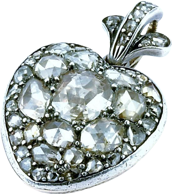 A Splendid Georgian 'flaming Heart' Diamond Locket, (628x628), Png Download