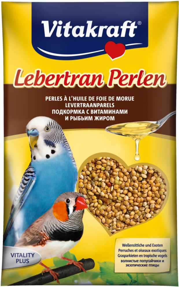 Cod Liver Oil Pearls For Budgies By Vitakraft 20 G (1000x1000), Png Download