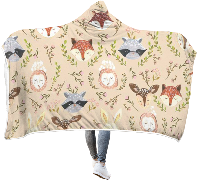 3d Animals In Spring Full-print Hooded Blanket (800x800), Png Download