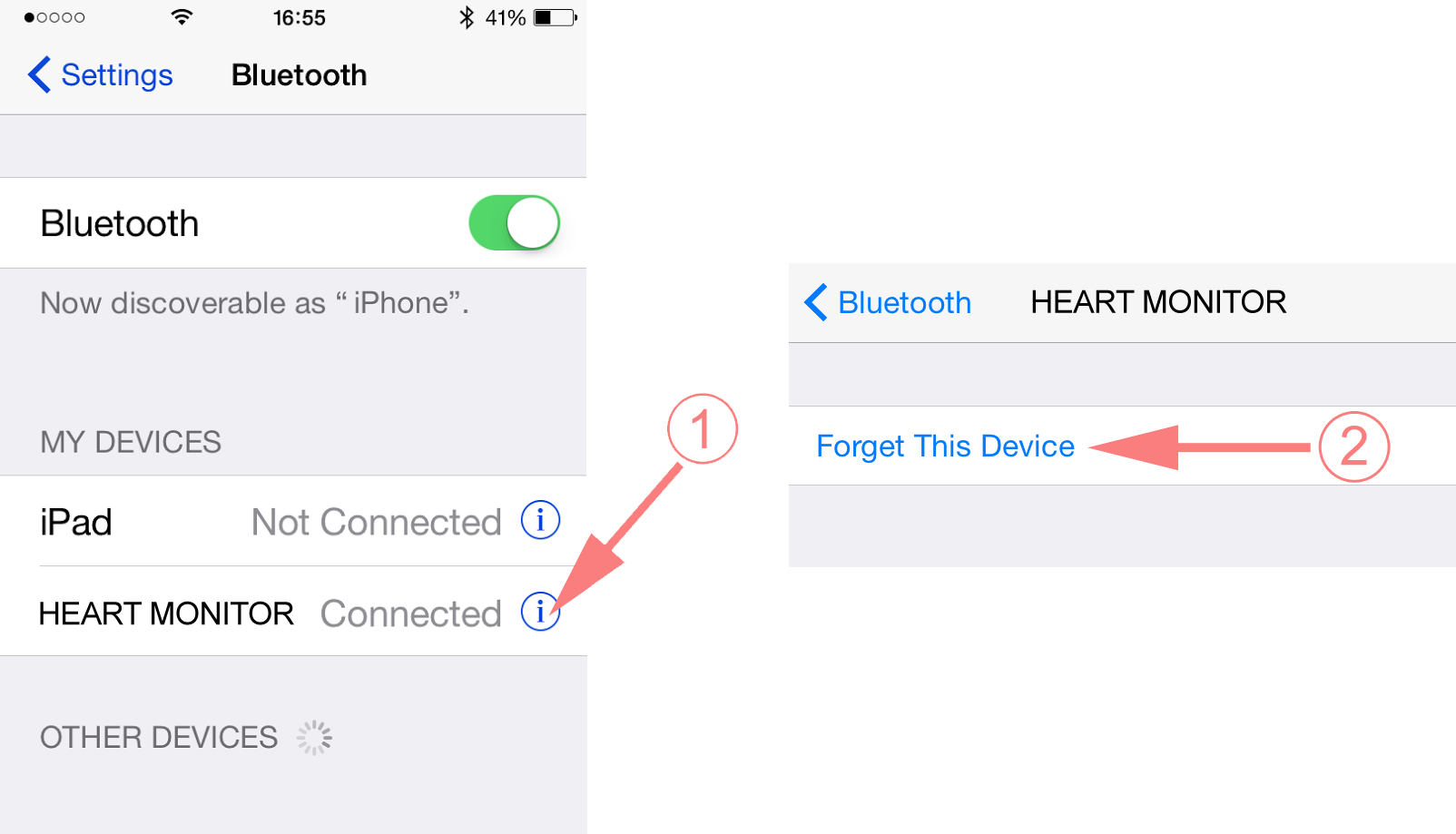 If You See Your Heart Rate Monitor Listed Under The - Forget Device On Ios (1604x919), Png Download