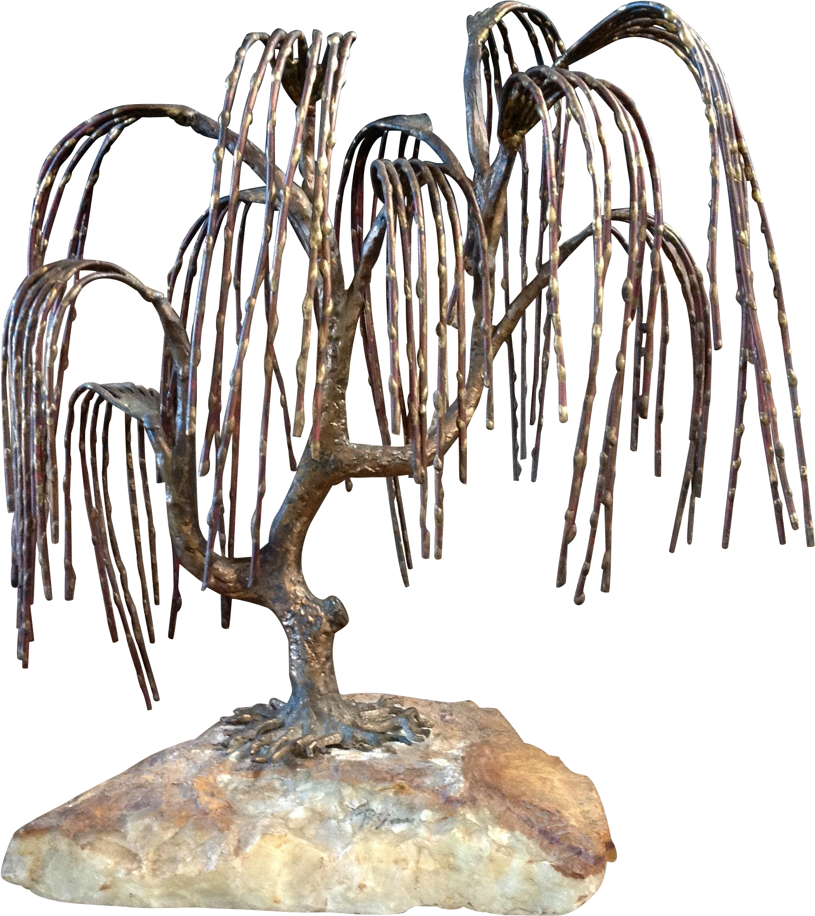 Bijan Bronze Brutalist Sculpture Weeping Willow Tree - Mid-century Modern (1828x1828), Png Download