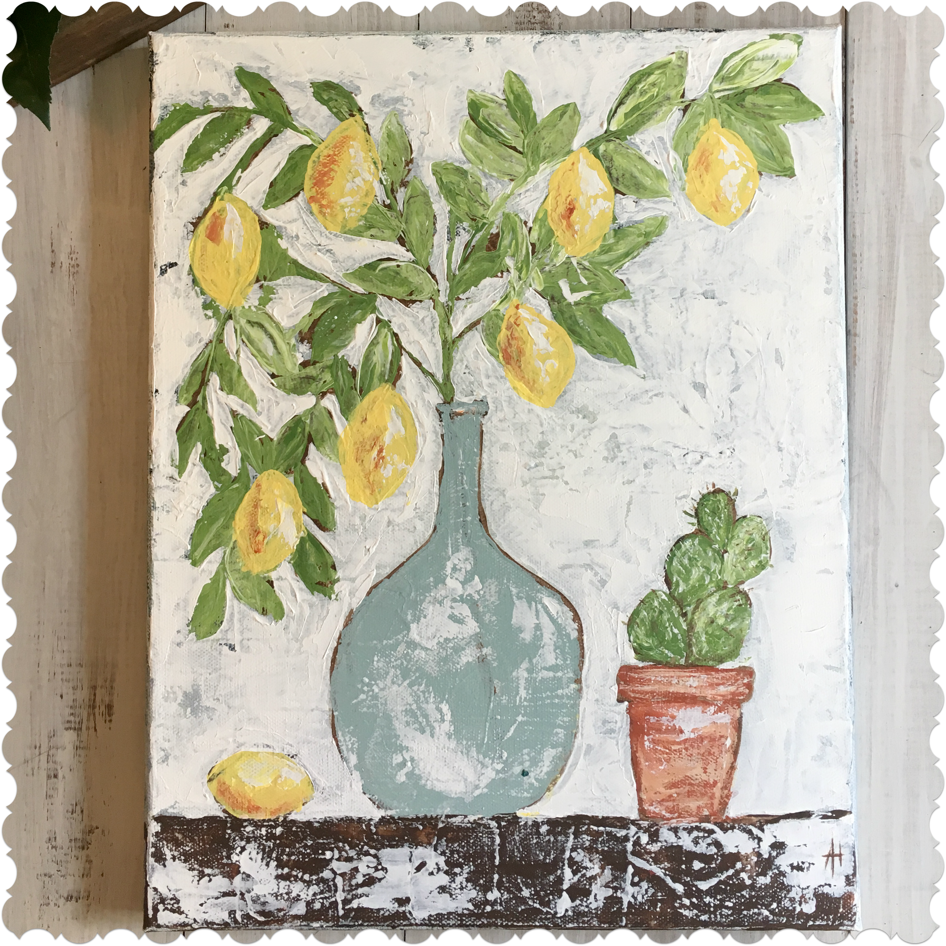 Lemon Branchacrylic On Canvas11×14 Inches $99 - Flowerpot (3017x3017), Png Download